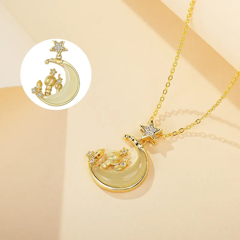 WEITIANXUAN Hetian Jade Necklaces White Jade/Pale Greenish White Jade Unisex-5