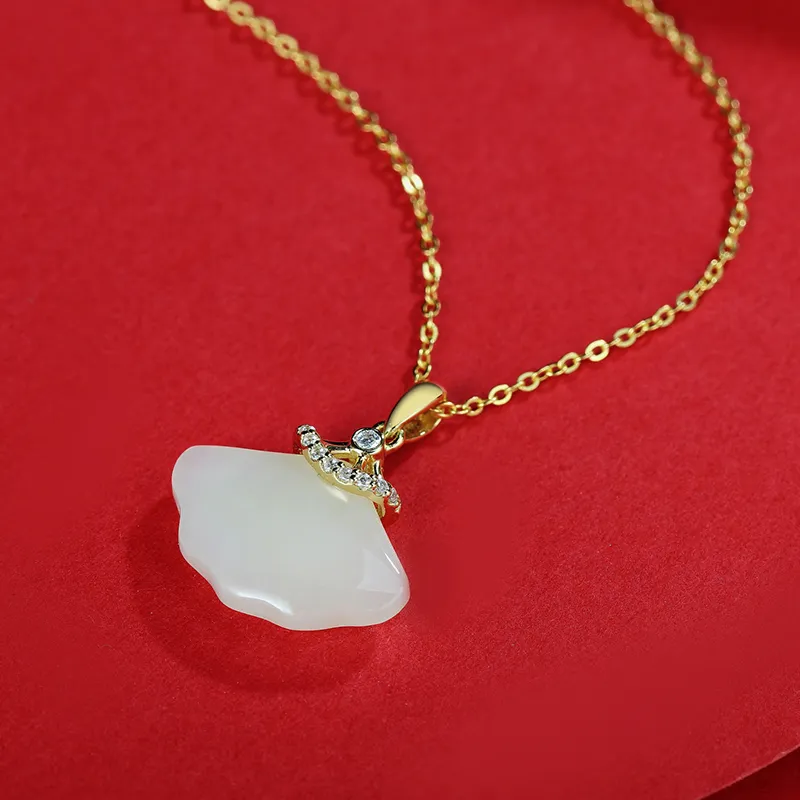 WEITIANXUAN Hetian Jade Necklaces White Jade/Pale Greenish White Jade Unisex-5