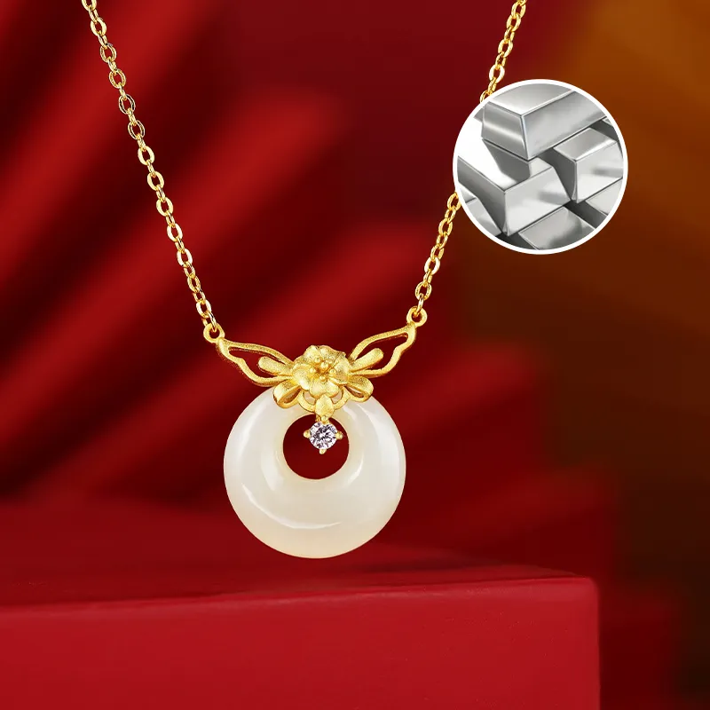 WEITIANXUAN Hetian Jade Necklaces White Jade/Pale Greenish White Jade Unisex-5