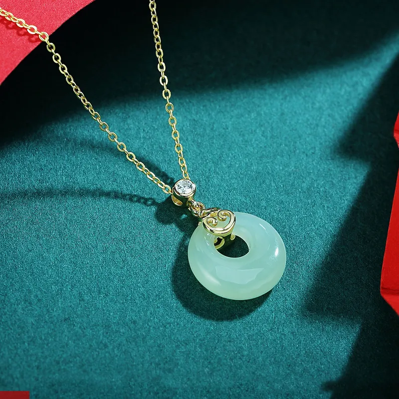 WEITIANXUAN Hetian Jade Necklaces White Jade/Pale Greenish White Jade Unisex-4