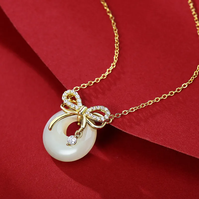 WEITIANXUAN Hetian Jade Necklaces White Jade/Pale Greenish White Jade Unisex-3