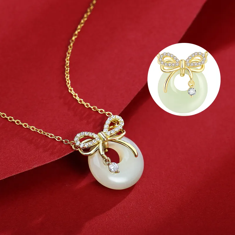 WEITIANXUAN Hetian Jade Necklaces White Jade/Pale Greenish White Jade Unisex-5