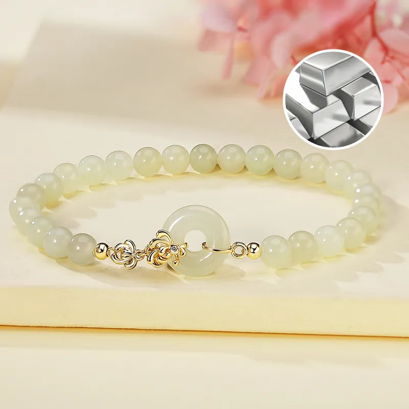 WEITIANXUAN Hetian Jade Bracelets White Jade/Pale Greenish White Jade Unisex-3