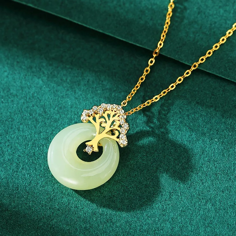 WEITIANXUAN Hetian Jade Necklaces White Jade/Pale Greenish White Jade Unisex-3