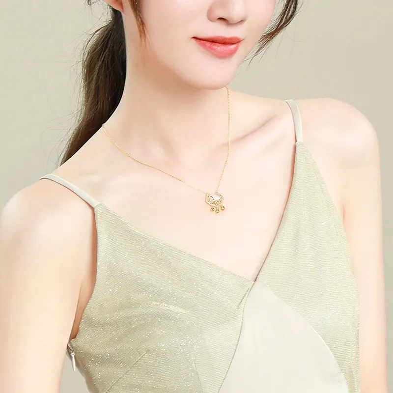 WEITIANXUAN Hetian Jade Necklaces Pale Greenish White Jade Women's-3