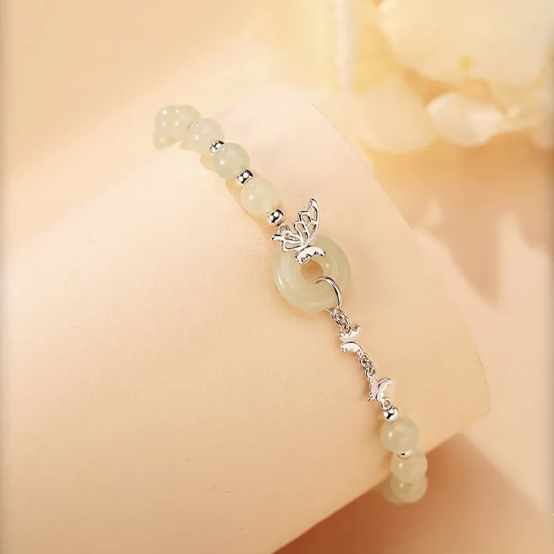 WEITIANXUAN Hetian Jade Bracelets White Jade/Pale Greenish White Jade Unisex-3