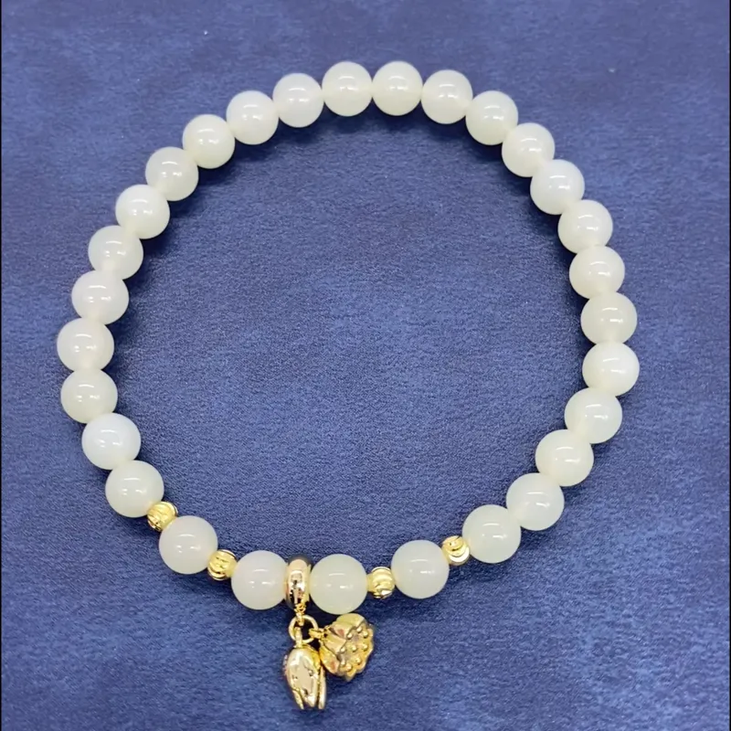WEITIANXUAN Hetian Jade Bracelets White Jade/Pale Greenish White Jade Unisex-1