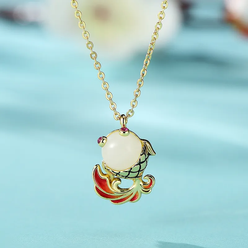 WEITIANXUAN Hetian Jade Necklaces White Jade/Pale Greenish White Jade Unisex-2