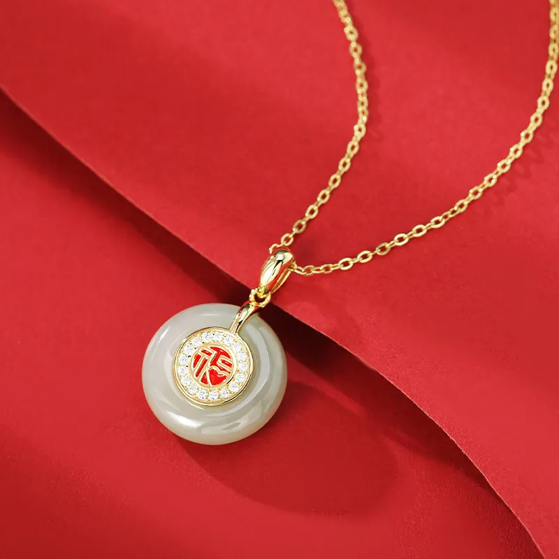 WEITIANXUAN Hetian Jade Necklaces White Jade/Pale Greenish White Jade Women's-3
