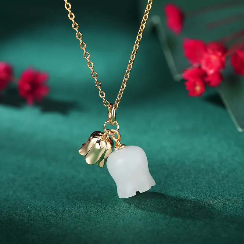 WEITIANXUAN Hetian Jade Necklaces White Jade/Pale Greenish White Jade Unisex-2
