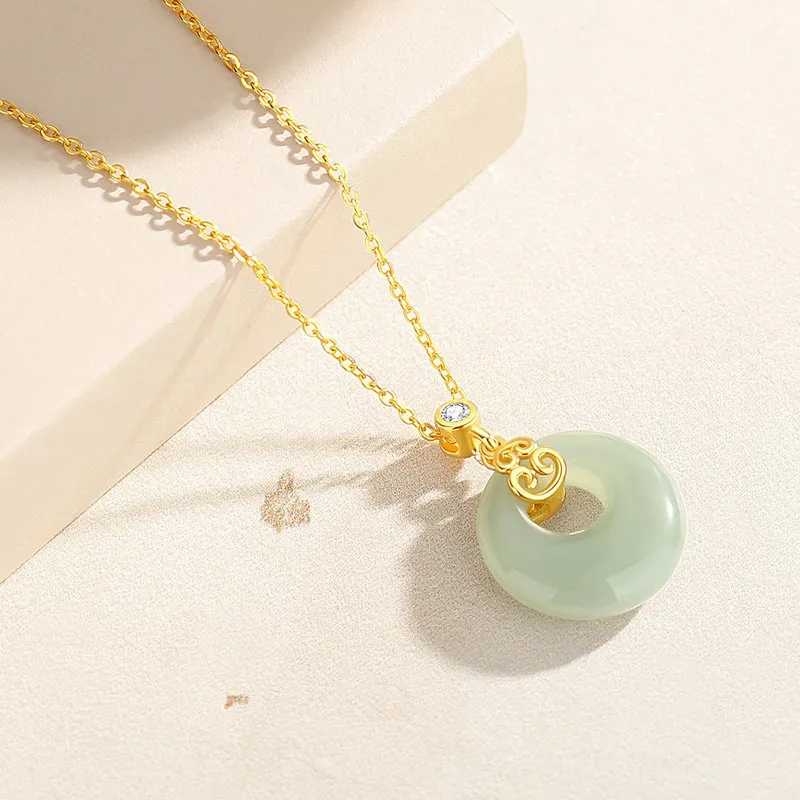 WEITIANXUAN Hetian Jade Necklaces Green Jade Women's-1