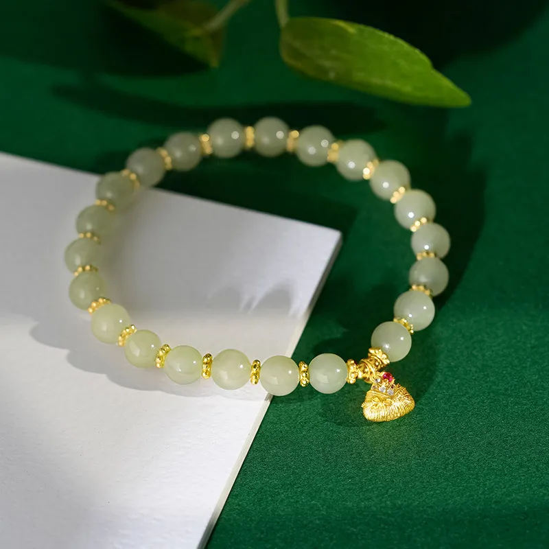WEITIANXUAN Hetian Jade Bracelets Pale Greenish White Jade Women's-4