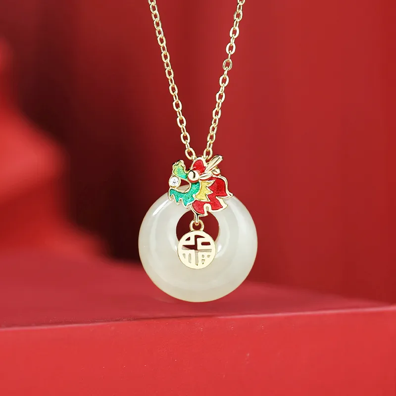 WEITIANXUAN Hetian Jade Necklaces White Jade/Pale Greenish White Jade Unisex-2