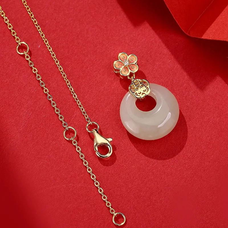 WEITIANXUAN Necklaces White Jade/Pale Greenish White Jade Unisex-4