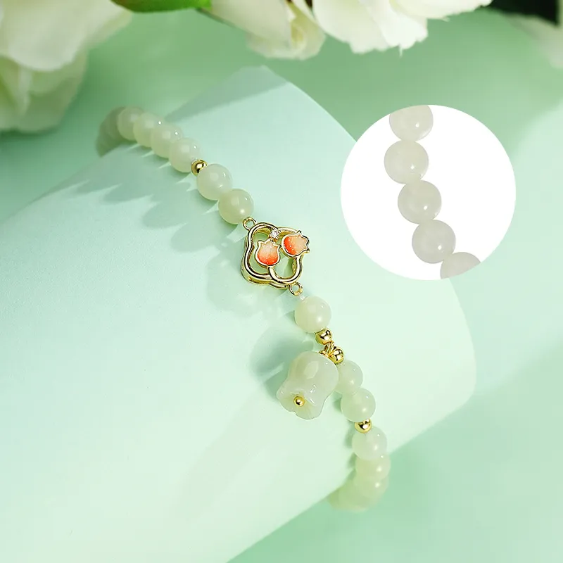 WEITIANXUAN Hetian Jade Bracelets White Jade/Pale Greenish White Jade Unisex-5