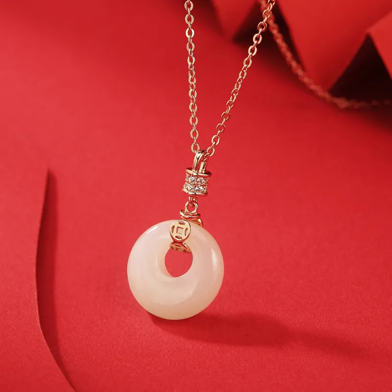 WEITIANXUAN Hetian Jade Necklaces White Jade/Pale Greenish White Jade Unisex-5