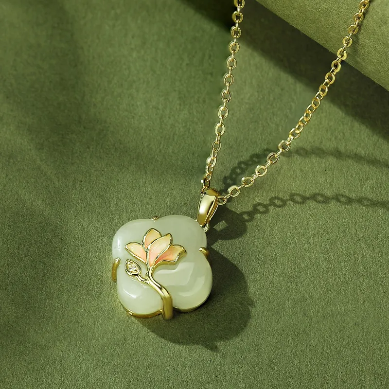 WEITIANXUAN Necklaces Pale Greenish White Jade Women's-2