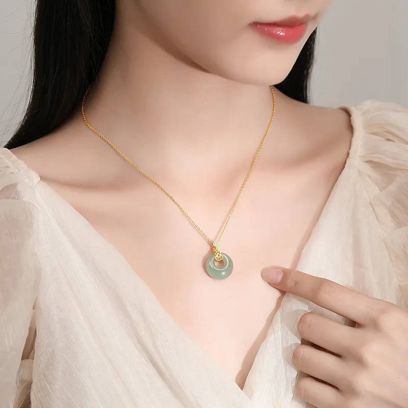 WEITIANXUAN Hetian Jade Necklaces Green Jade Women's-2