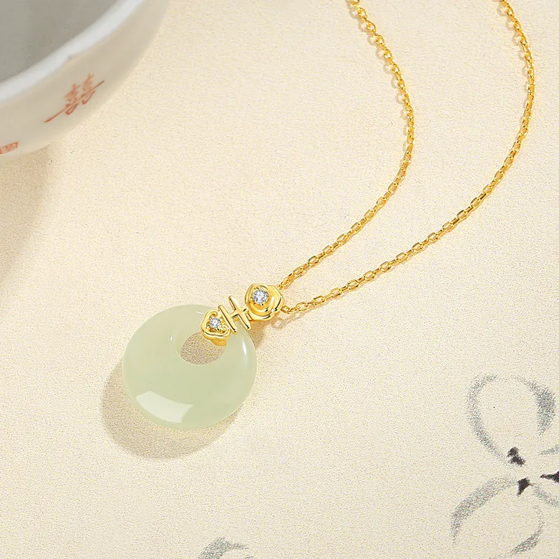 WEITIANXUAN Hetian Jade Necklaces Green Jade Women's-4
