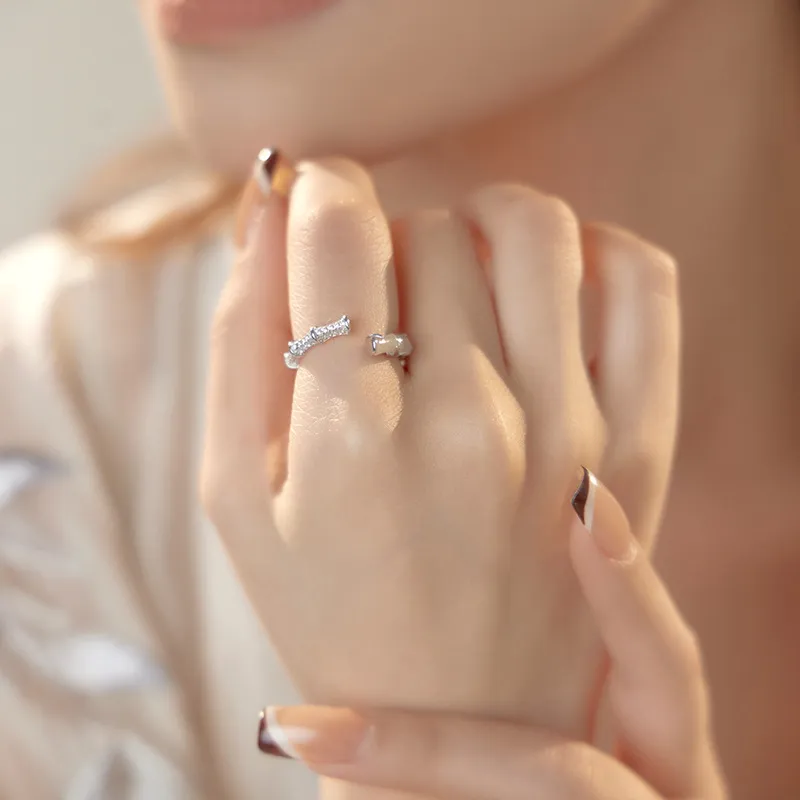 WEITIANXUAN Hetian Jade Rings Pale Greenish-White Jade Unisex-2