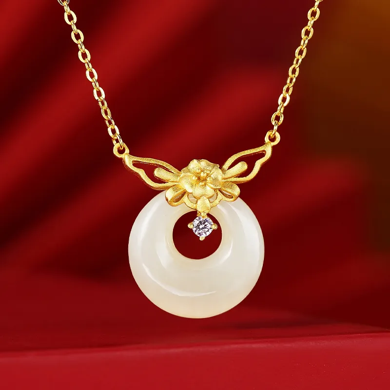 WEITIANXUAN Hetian Jade Necklaces White Jade/Pale Greenish White Jade Unisex-3
