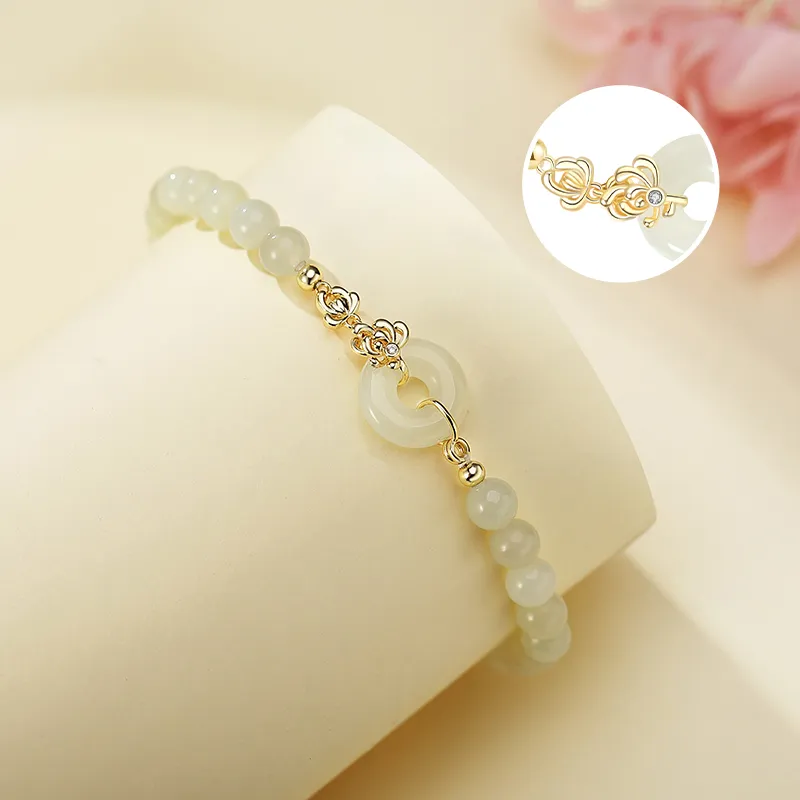 WEITIANXUAN Hetian Jade Bracelets White Jade/Pale Greenish White Jade Unisex-4