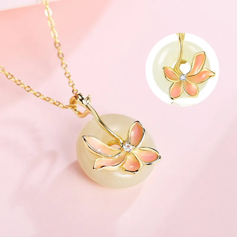 WEITIANXUAN Hetian Jade Necklaces White Jade/Pale Greenish White Jade Unisex-5
