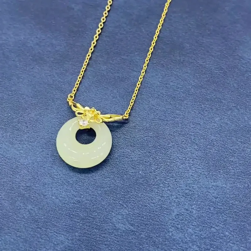 WEITIANXUAN Hetian Jade Necklaces White Jade/Pale Greenish White Jade Unisex-2