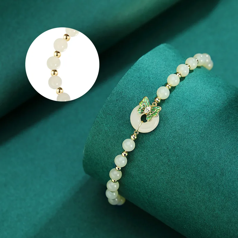 WEITIANXUAN Hetian Jade Bracelets White Jade/Pale Greenish White Jade Unisex-4