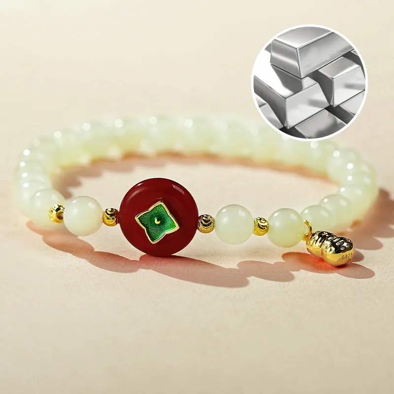 WEITIANXUAN Hetian Jade Bracelets White Jade/Pale Greenish White Jade Unisex-5