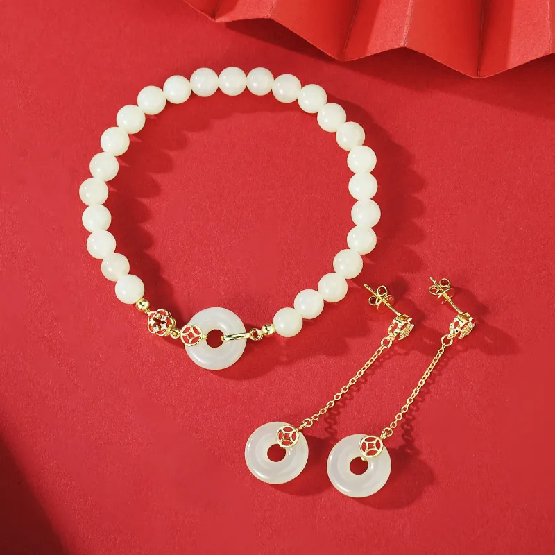WEITIANXUAN Hetian Jade Bracelets White Jade/Pale Greenish White Jade Unisex-3