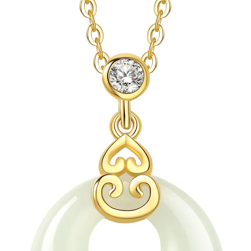 WEITIANXUAN Hetian Jade Necklaces White Jade/Pale Greenish White Jade Unisex-6