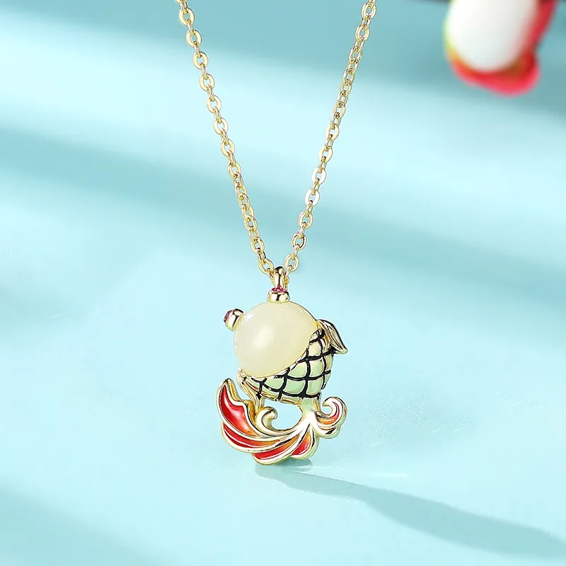WEITIANXUAN Hetian Jade Necklaces White Jade/Pale Greenish White Jade Unisex-5