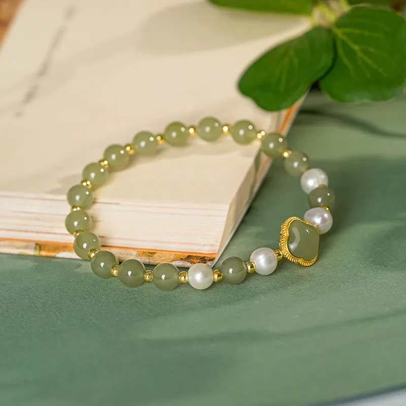 WEITIANXUAN Hetian Jade Bracelets Pale Greenish White Jade Women's-3