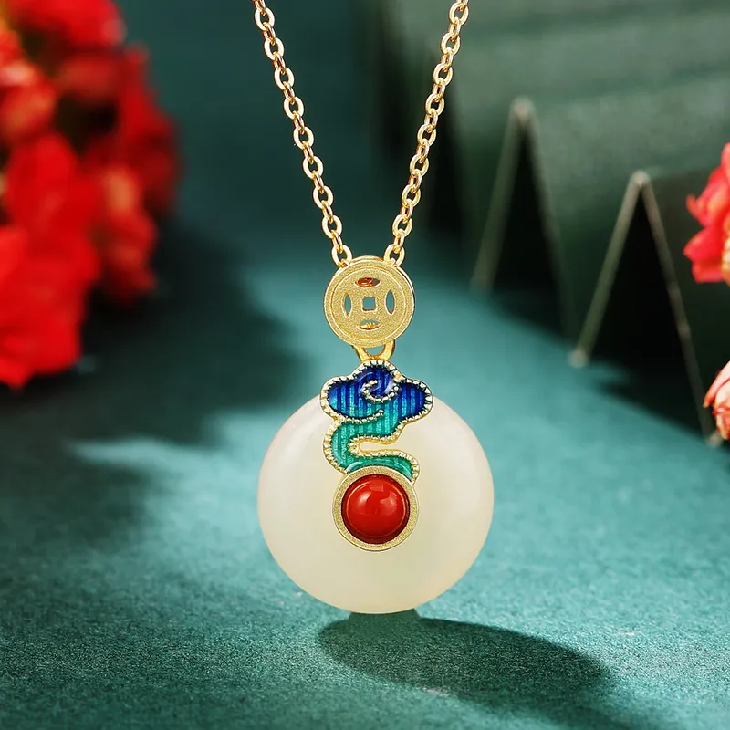 WEITIANXUAN Hetian Jade Necklaces White Jade/Pale Greenish White Jade Unisex-2