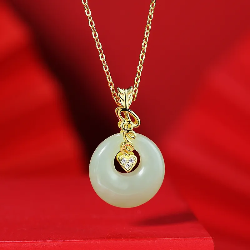WEITIANXUAN Necklaces White Jade/Pale Greenish White Jade Unisex-2