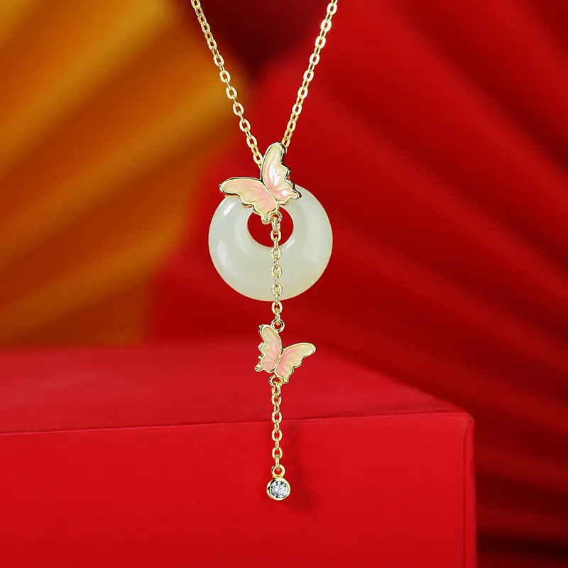 WEITIANXUAN Hetian Jade Necklaces Pale Greenish White Jade Women's-2