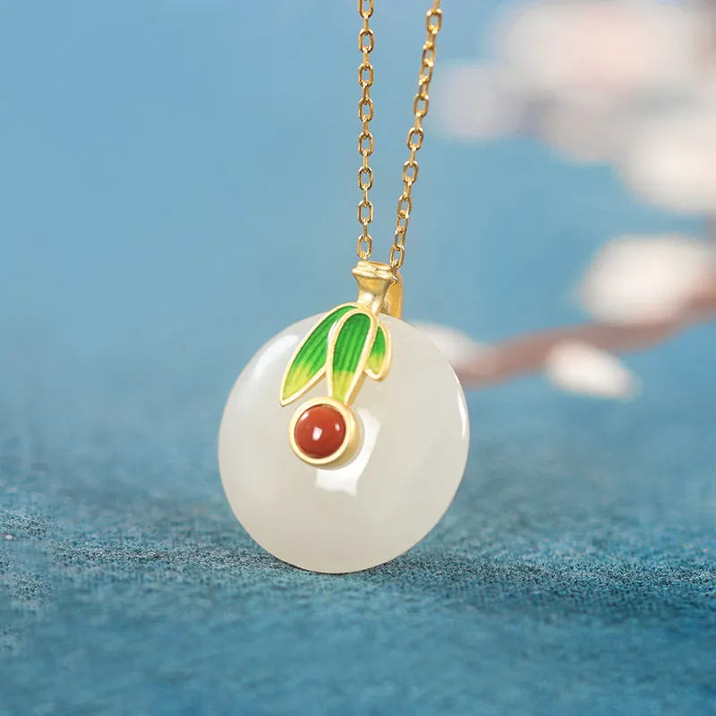 WEITIANXUAN Hetian Jade Necklaces White Jade/Pale Greenish White Jade Unisex-2
