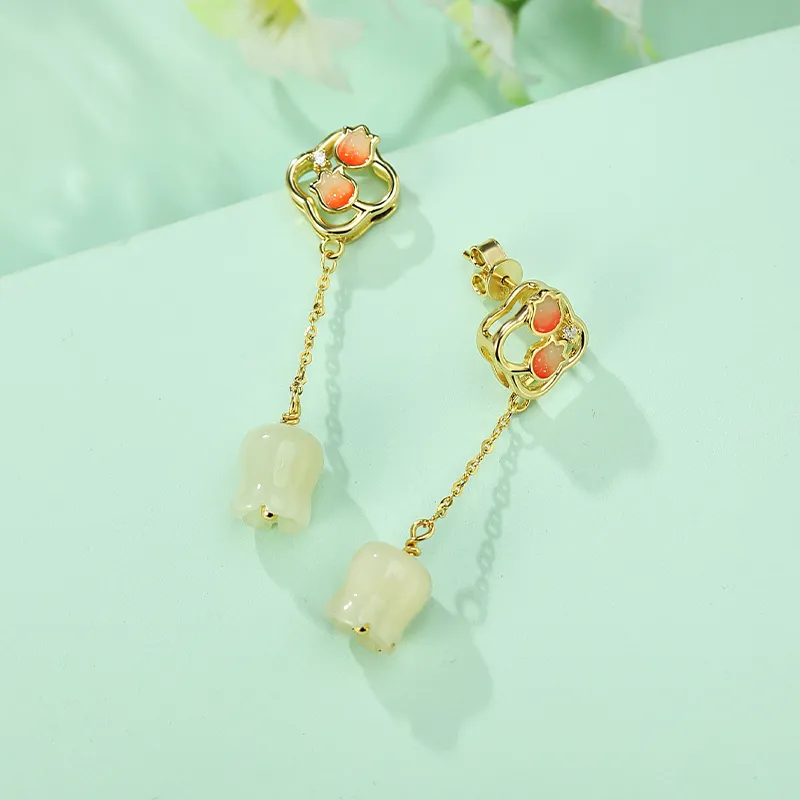 WEITIANXUAN Hetian Jade Earrings White Jade/Pale Greenish White Jade Women's-3