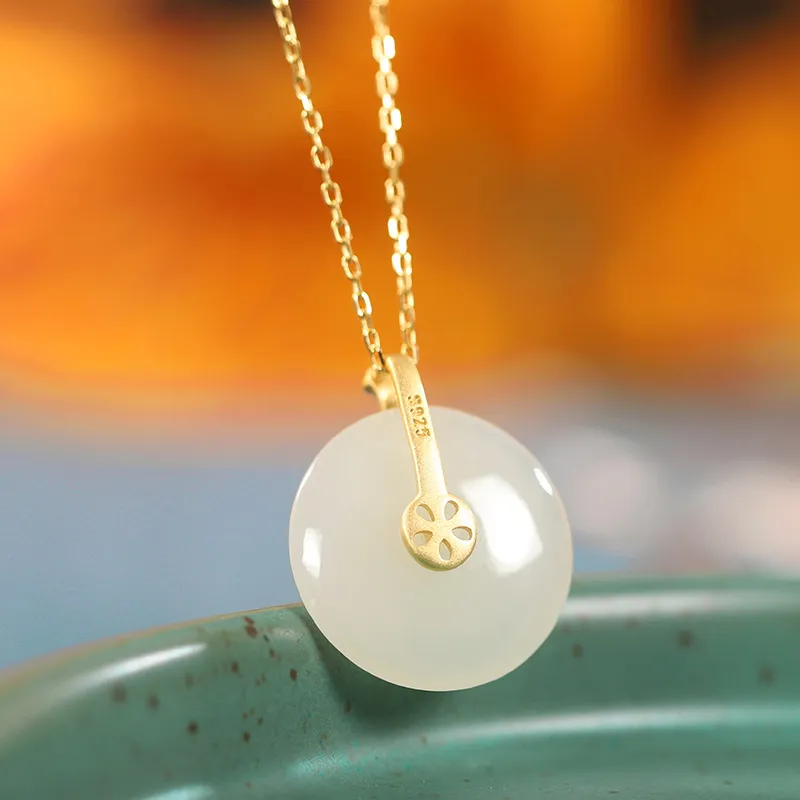 WEITIANXUAN Hetian Jade Necklaces White Jade/Pale Greenish White Jade Unisex-6