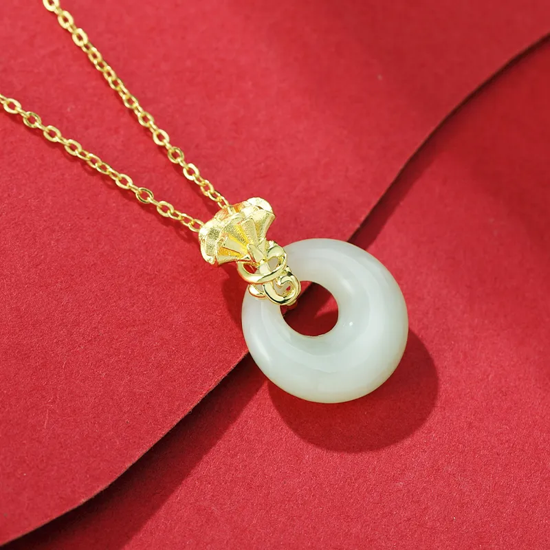 WEITIANXUAN Hetian Jade Necklaces White Jade/Pale Greenish White Jade Unisex-3