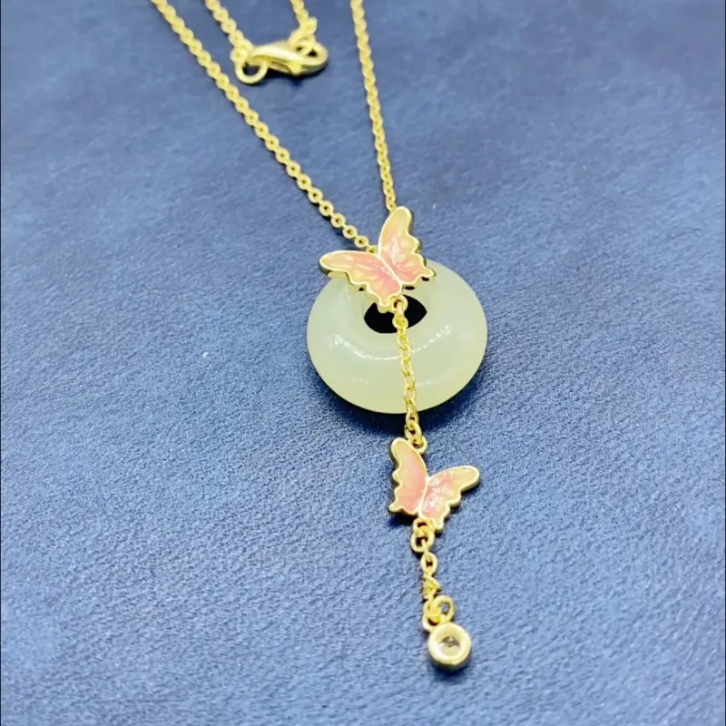 WEITIANXUAN Hetian Jade Necklaces Pale Greenish White Jade Women's-1
