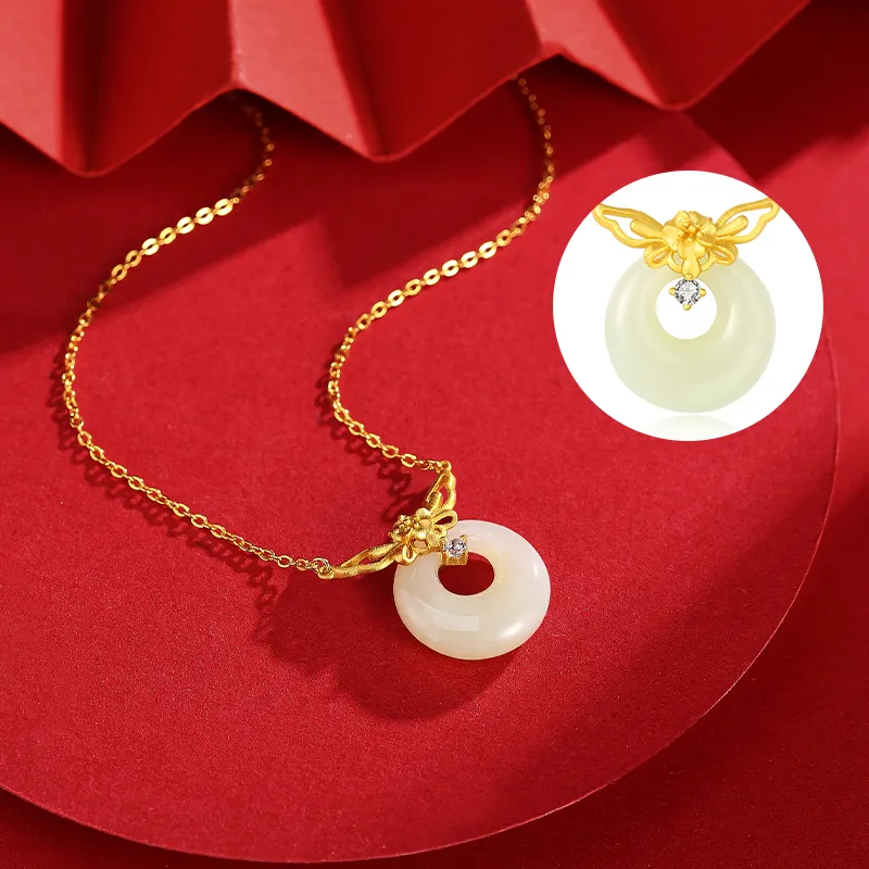 WEITIANXUAN Hetian Jade Necklaces White Jade/Pale Greenish White Jade Unisex-6