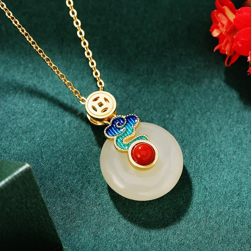 WEITIANXUAN Hetian Jade Necklaces White Jade/Pale Greenish White Jade Unisex-4