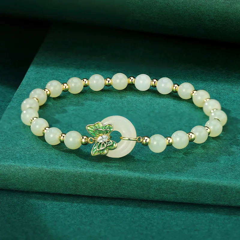 WEITIANXUAN Hetian Jade Bracelets White Jade/Pale Greenish White Jade Unisex-1
