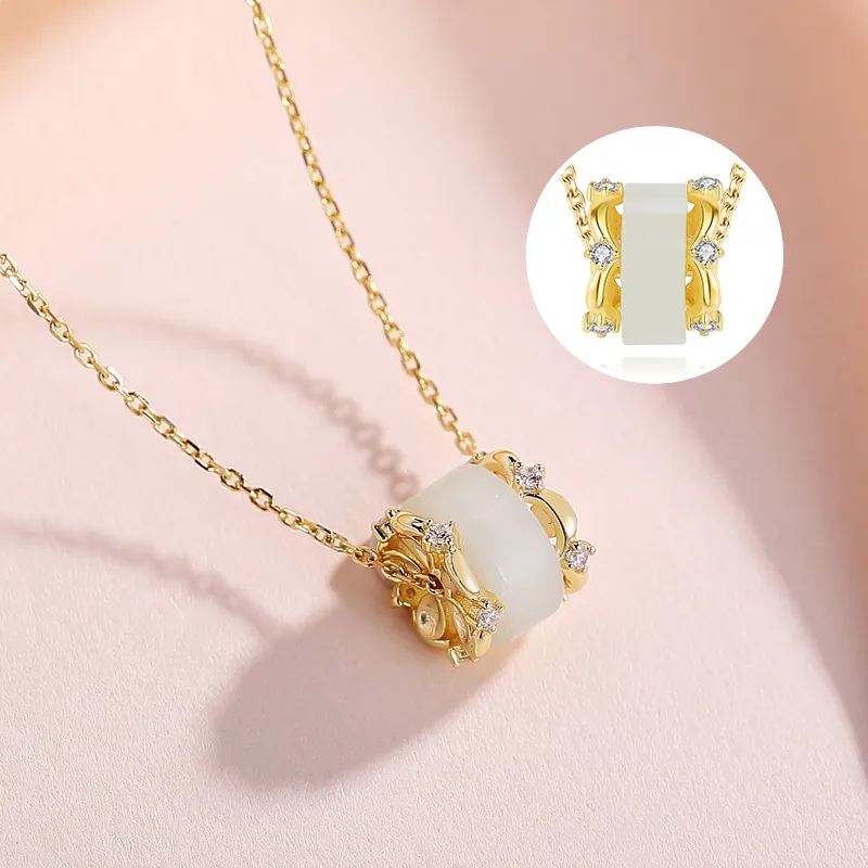 WEITIANXUAN Hetian Jade Necklaces White Jade/Pale Greenish White Jade Unisex-4