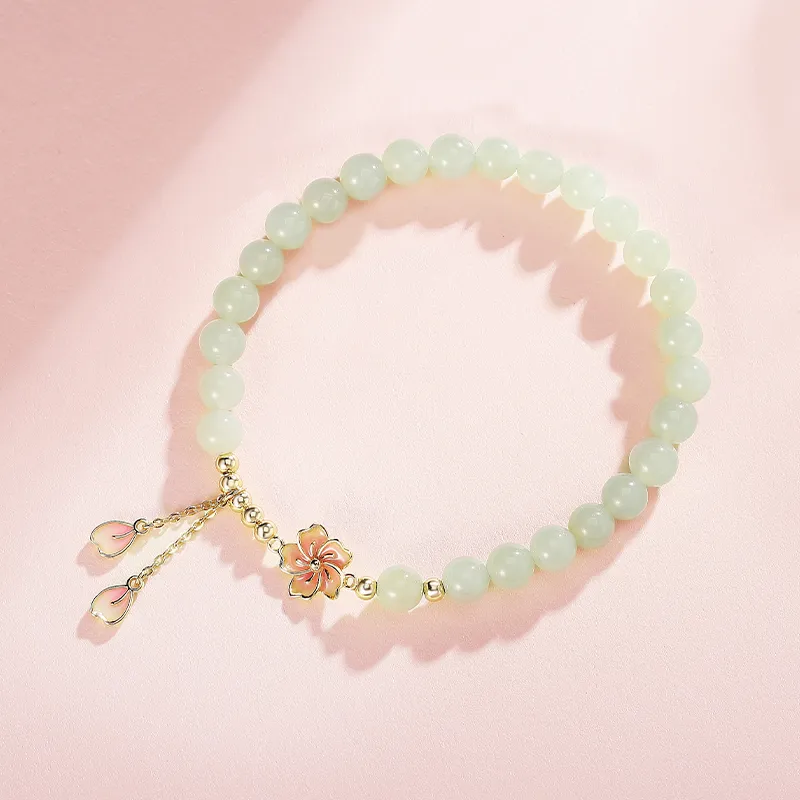WEITIANXUAN Hetian Jade Bracelets Pale Greenish White Jade Unisex-3