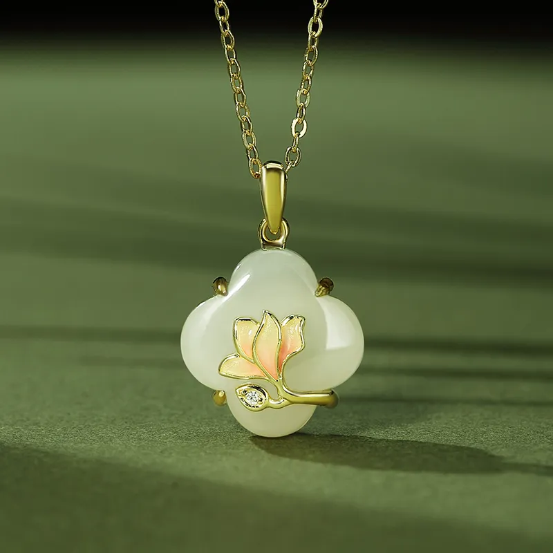 WEITIANXUAN Necklaces Pale Greenish White Jade Women's-1