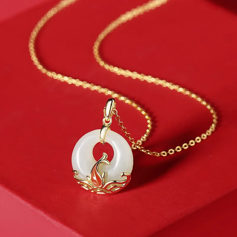 WEITIANXUAN Hetian Jade Necklaces Pale Greenish White Jade Women's-2