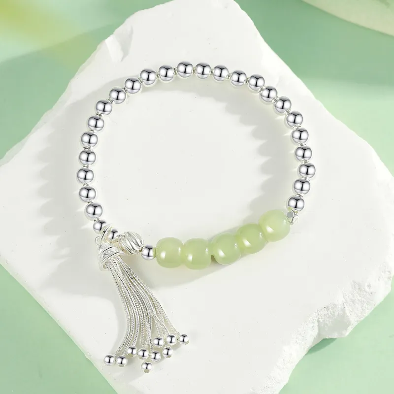 WEITIANXUAN Hetian Jade Bracelets Pale Greenish White Jade Women's-5